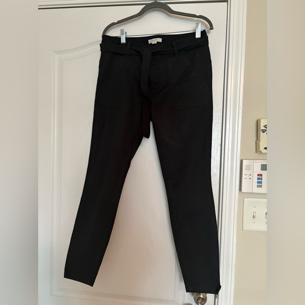 Loft Black Skinny Ankle Tie Waist Pants